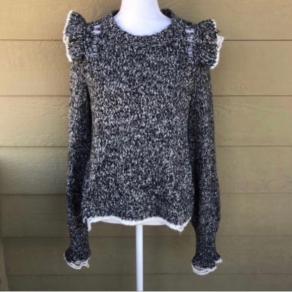 Wildfox Ruffle Trim Distressed Sweater Size S - Picture 2 of 5